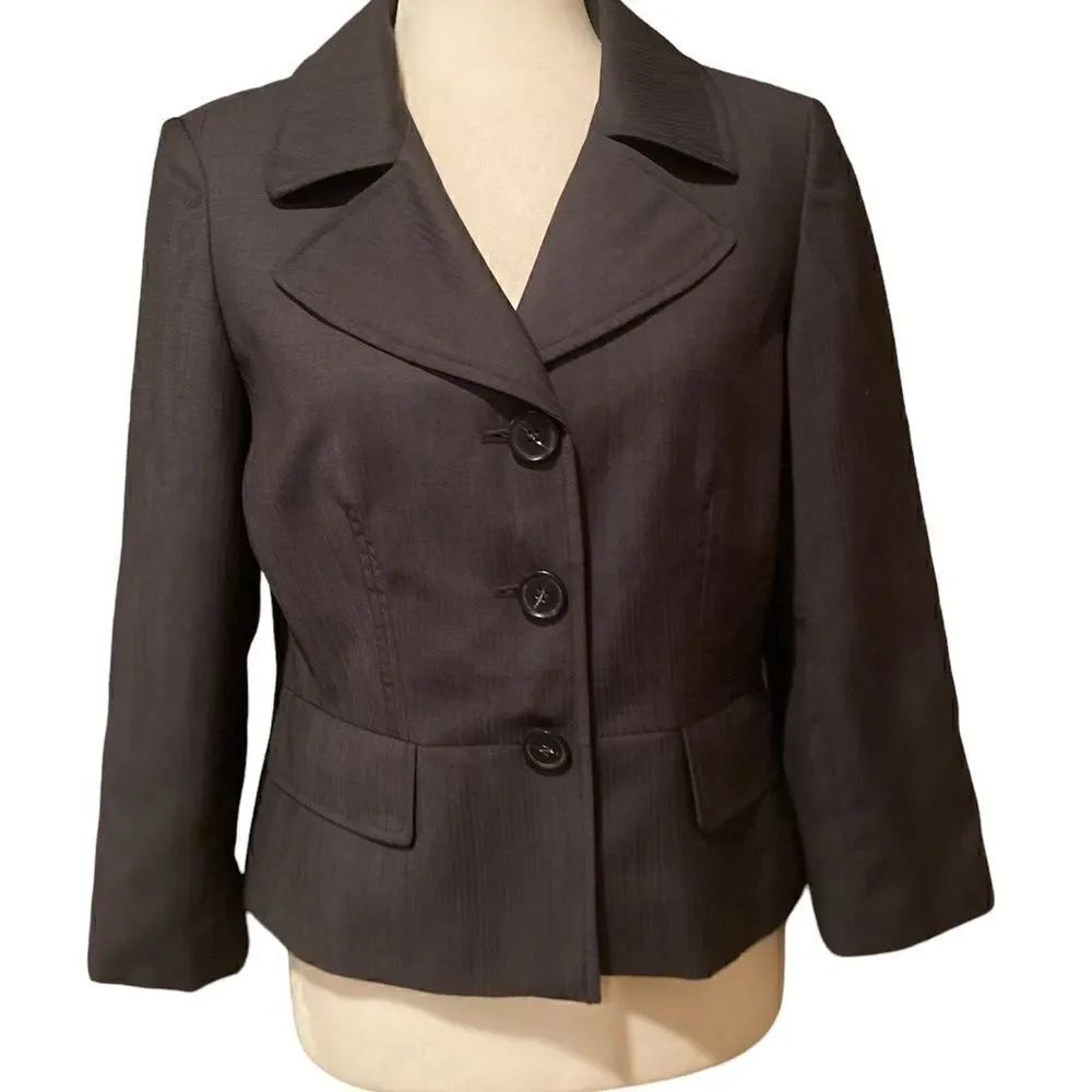 Loft 100% Wool Blazer Grey With Slight Pinstripes Size 6